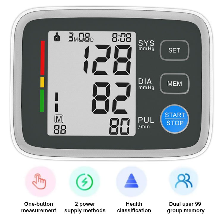 Factory Price Blood Pressure And Heart Rate Monitor LCD Big Screen Automatic BP Machine Upper Arm Blood Pressure Monitor