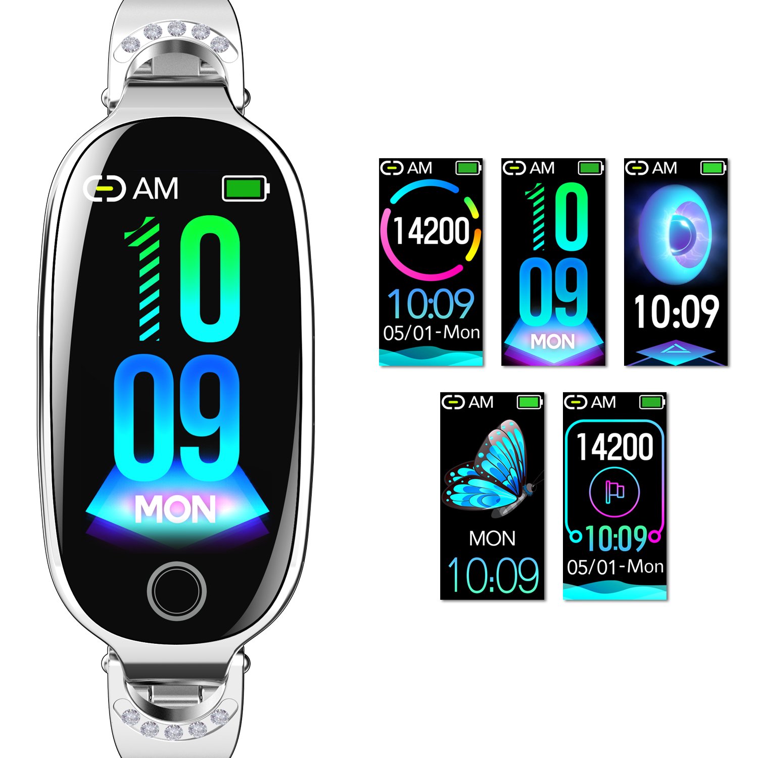 Factory F81 Smart Wristband Fashion Metal Strap Girl Smart Watch For Women Heart Rate Blood Pressure Monitoring Smartwatch