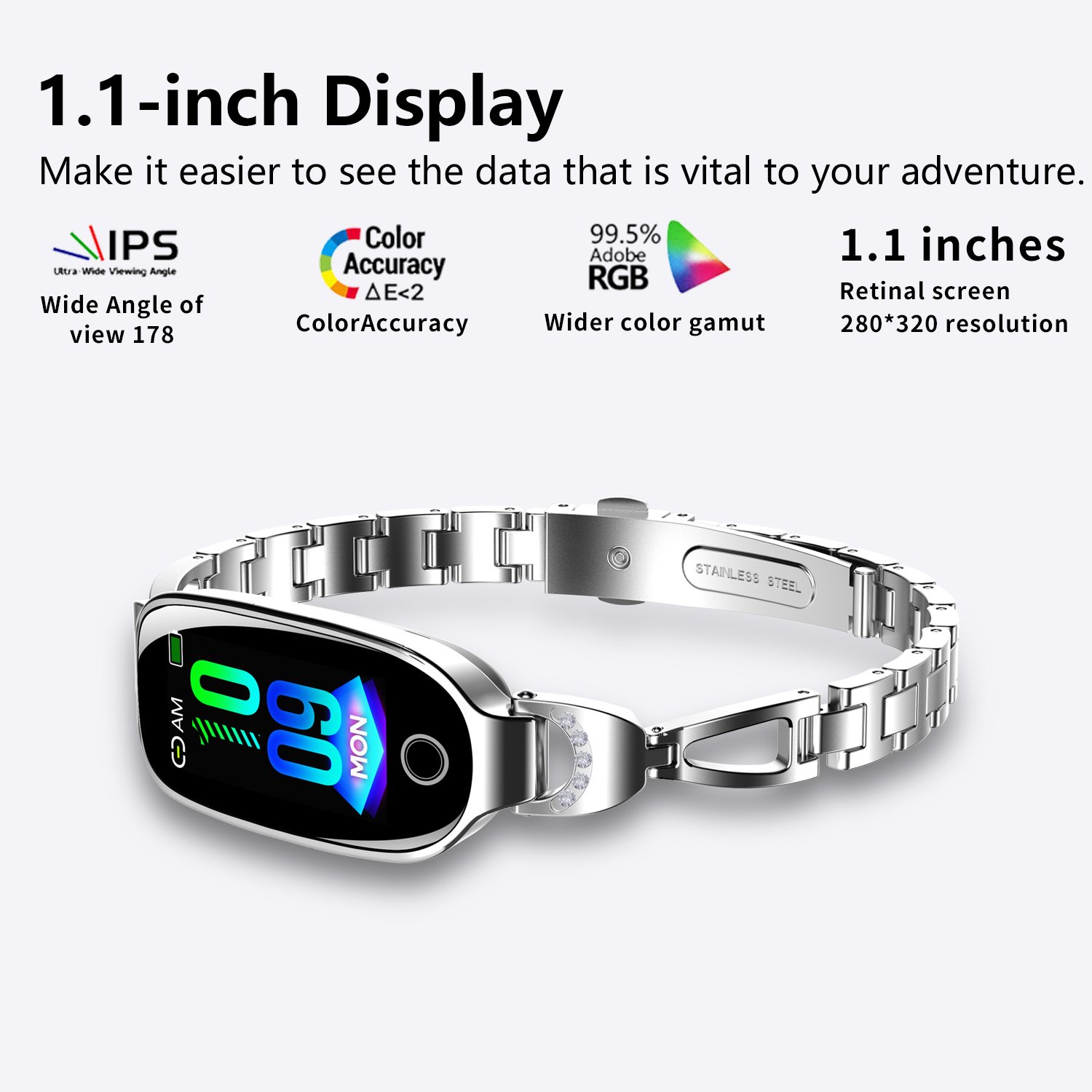 Factory F81 Smart Wristband Fashion Metal Strap Girl Smart Watch For Women Heart Rate Blood Pressure Monitoring Smartwatch