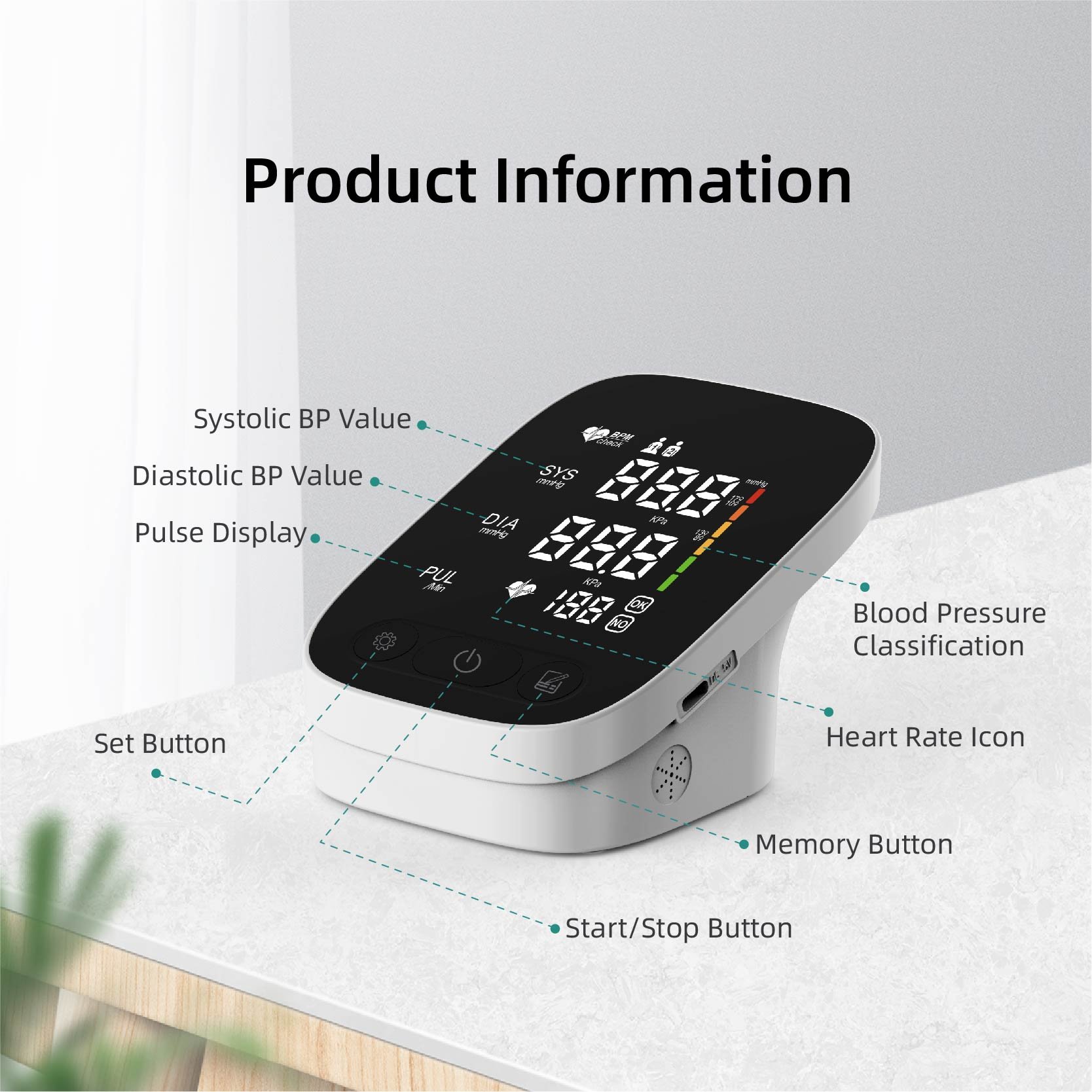 LED Display Big Screen Digital Blood Pressure Monitor Intelligent Pressurized Blood Pressure Health Care
