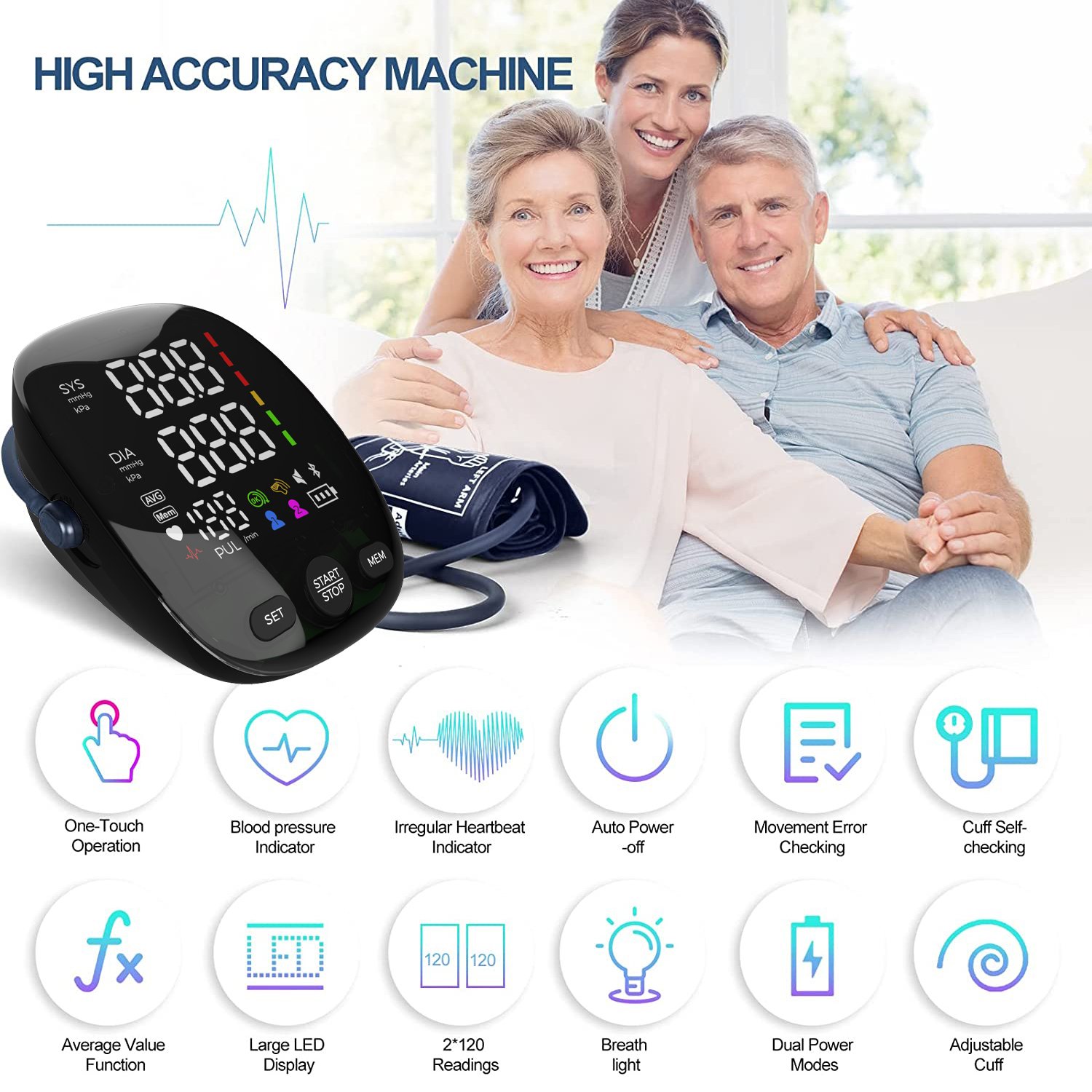 Factory wholesale automatic digital blood pressure monitor with Arrhythmia Detection