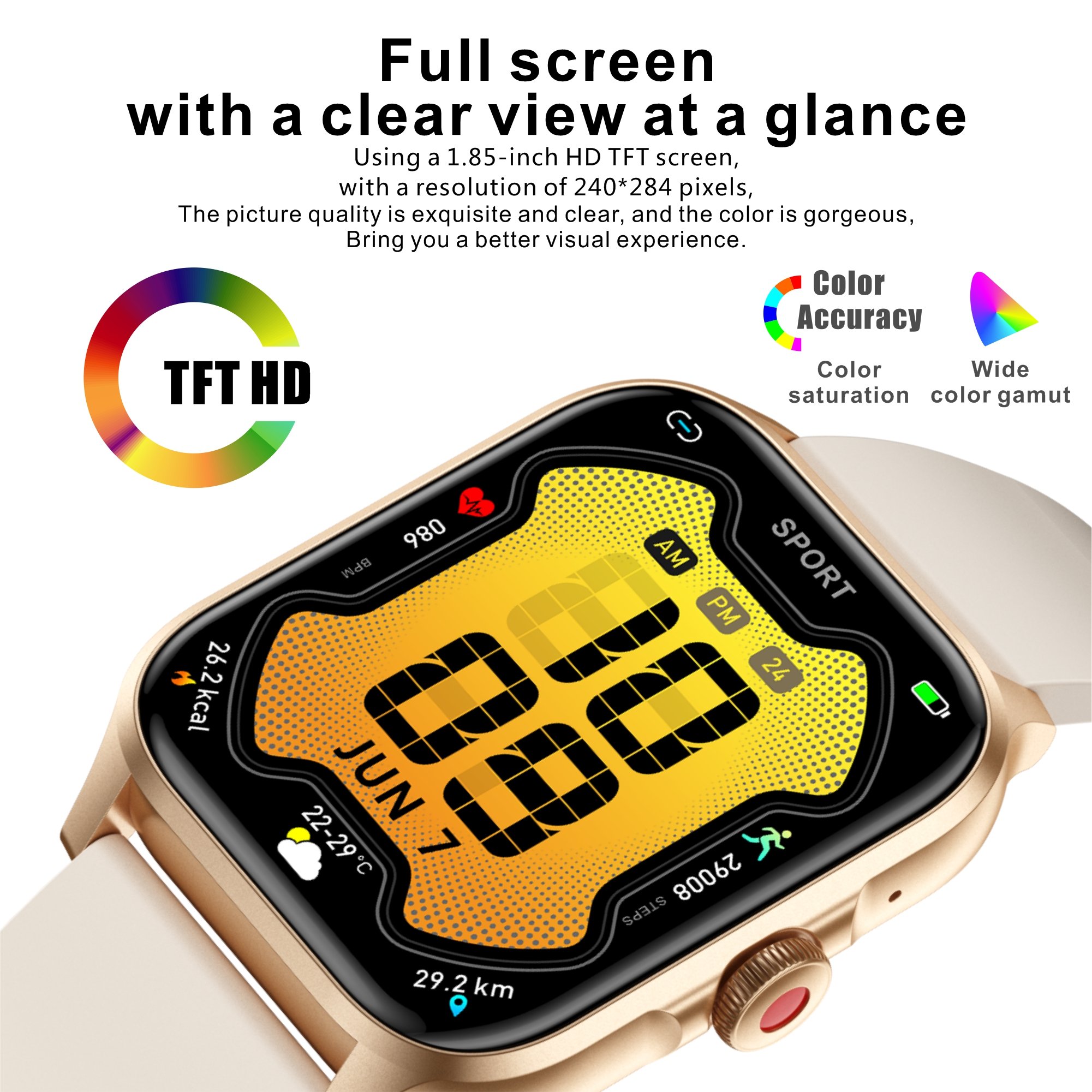 Maxtop 1.85 Voice Assistant Blood Pressure Monitoring Multifunction Smart Touch Watch for Women