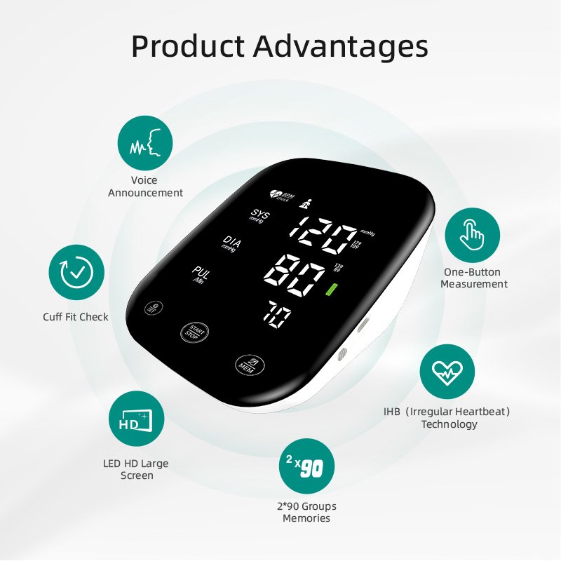 Touch Button HD LED Screen Automatic Arm Blood Pressure Monitor BP Monitor Cuff High Accuracy For Home Use