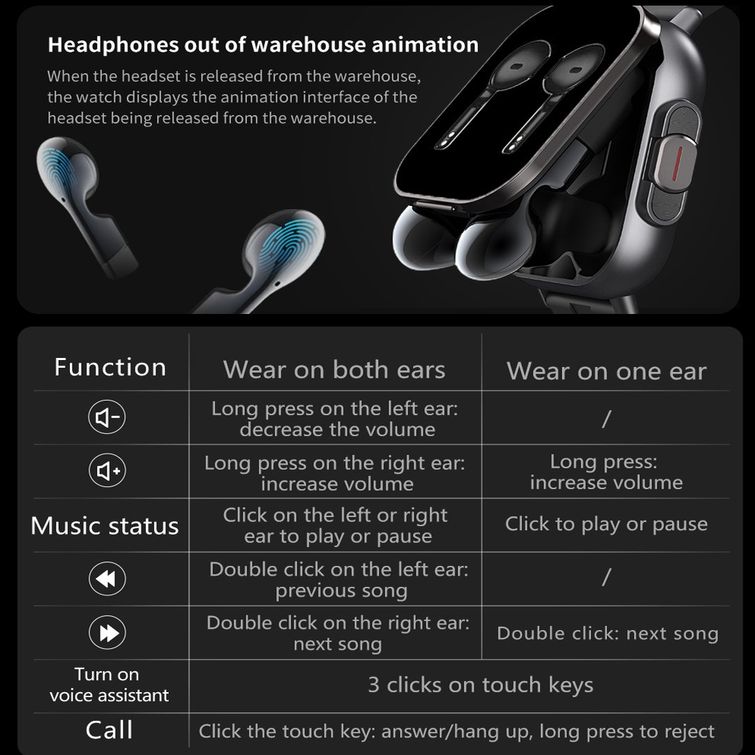 2 in 1 SmartWatch with TWS Earbuds Wireless Headphone Health Monitoring Fitness Record Reminders men women smart watches