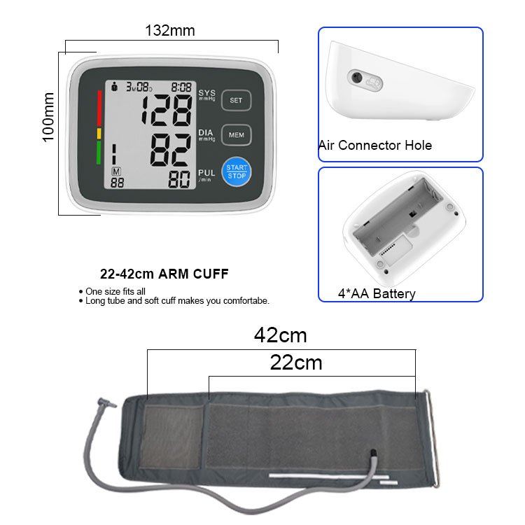Digital Blood Pressure And Heart Rate Monitor LCD Big Screen Tensiometers Automatic Digital Upper Arm Blood Pressure Monitor