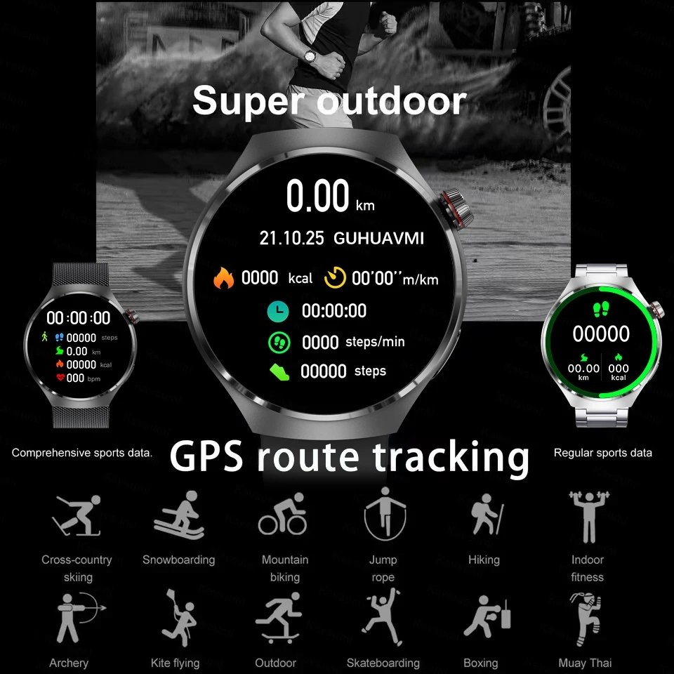 Flyrabbit 2025 Smart Watch Men NFC AMOLED 360x360 HD Screen Heart Rate BT Call SmartWatch 2024 New For Cheap Mobile Phone