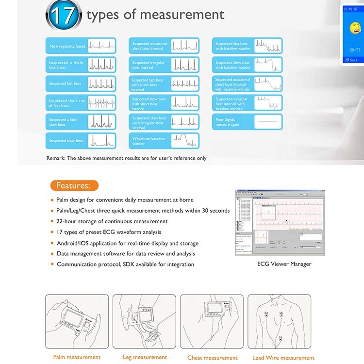 PC-80B Creative Bluetooth Heart Monitoring Electrocardiogram Portable Electrocardiograph Ecg Monitor Ekg Machine At Home