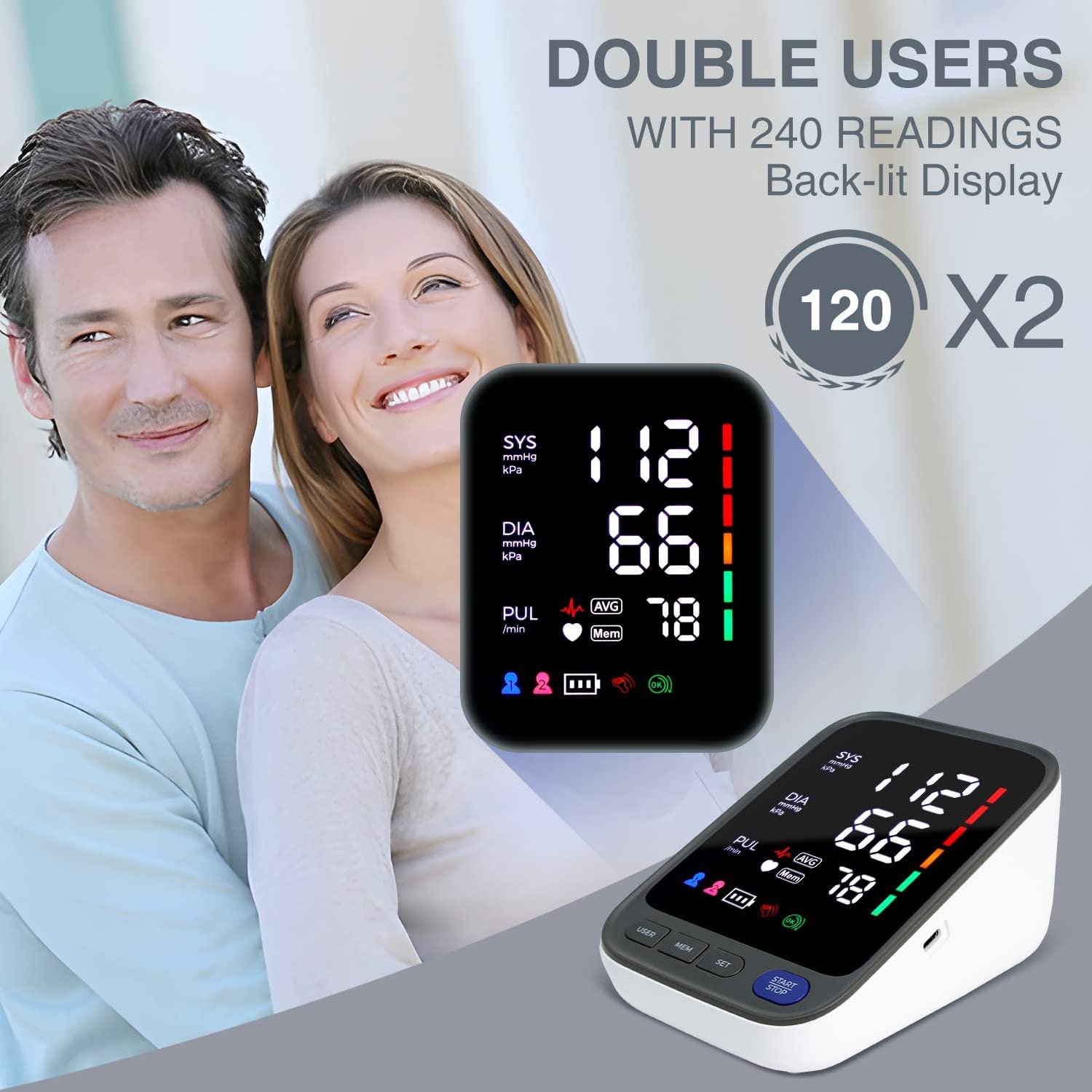New Digital Upper Arm LED Screen Blood Pressure Monitor With Bluetooth