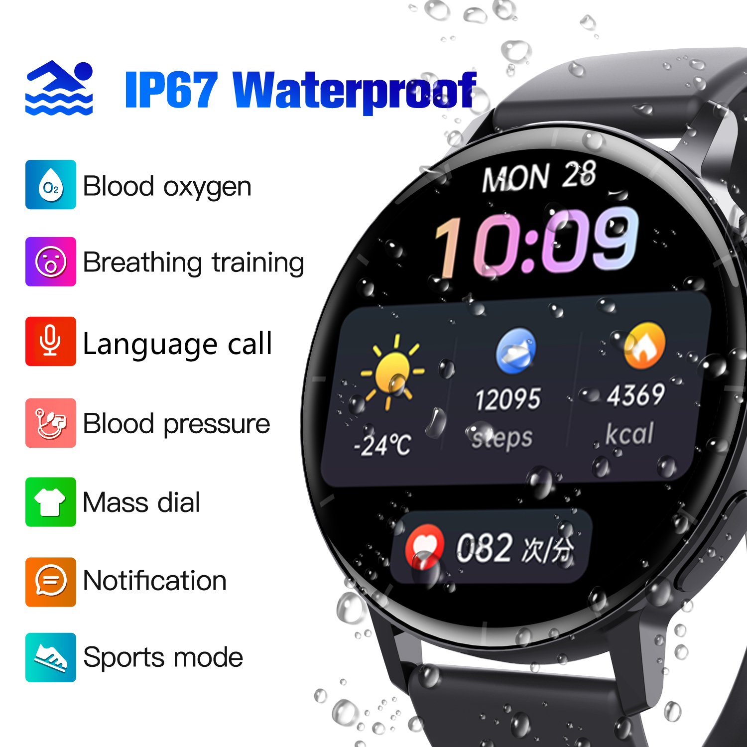 F22R Smart Watch Heart Rate Blood Pressure Monitor Men Women Sport Watch Pedometer Fitness Bracelet Watches for Phone