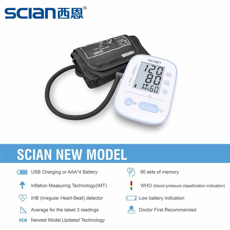 SCIAN LD-521 High Accuracy Automatic Large LCD Display USB Charge Digital Upper Arm Blood Pressure Monitor For Home Use
