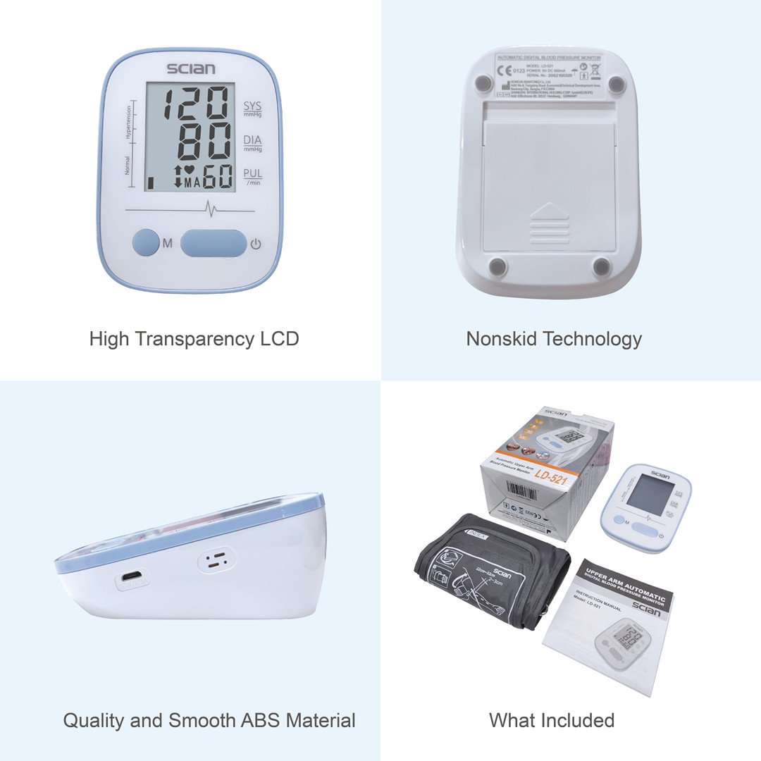 SCIAN LD-521 High Accuracy Automatic Large LCD Display USB Charge Digital Upper Arm Blood Pressure Monitor For Home Use