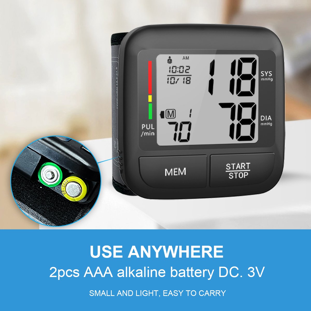 Household Medical Devices Automatic Blood Pressure Machine Portable BP Monitor Tensiometros Digital Blood Pressure Monitor Wrist