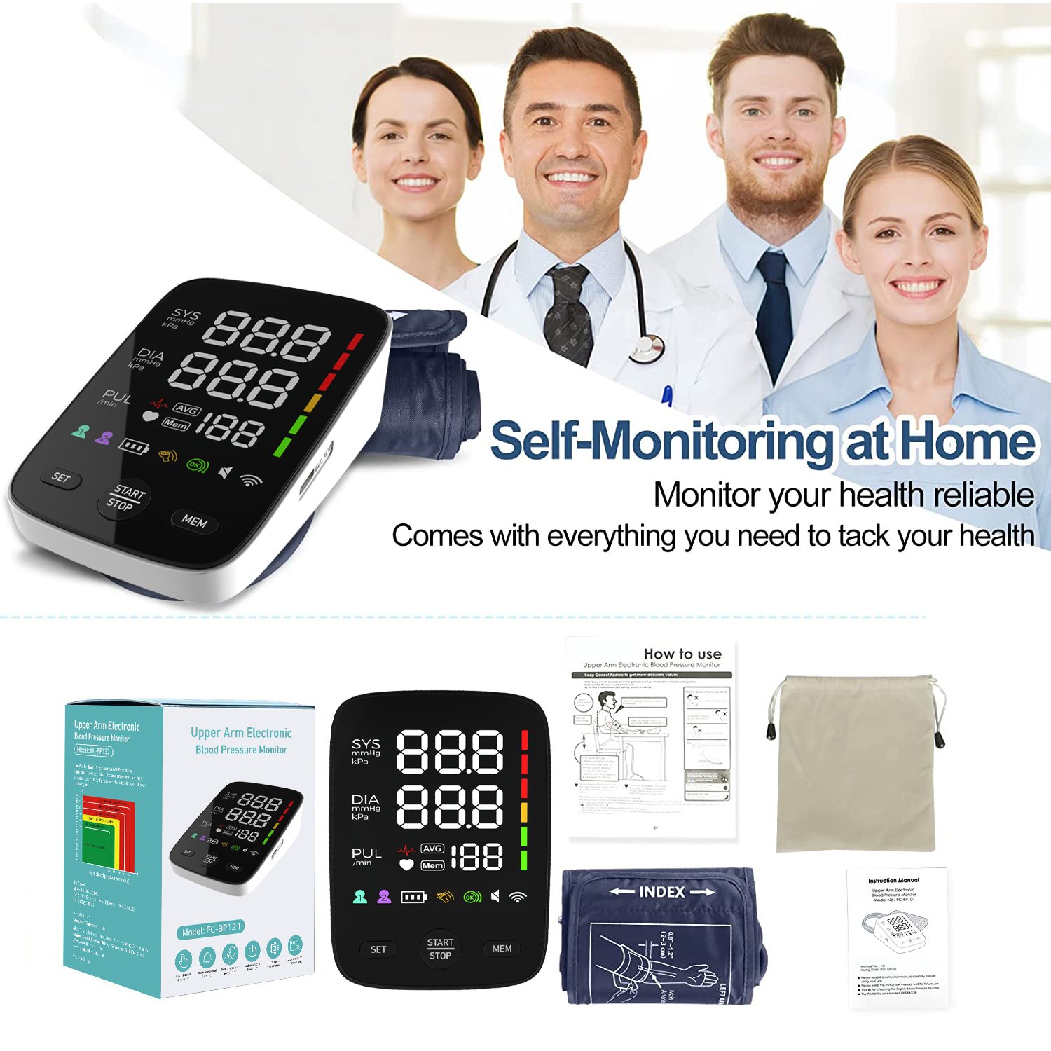 Customized ODM Big Screen Digital Bp Machine Free OEM Electronic Blood Pressure Monitor