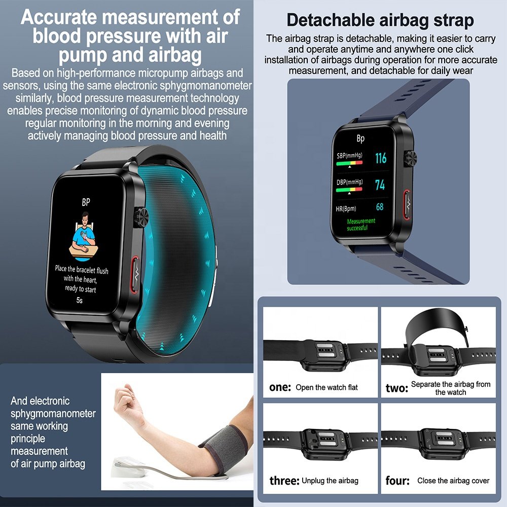 Vanssa smartwatch factory Wearable smart health watch ecg ppg air pump bp blood pressure monitor sensors smart watch