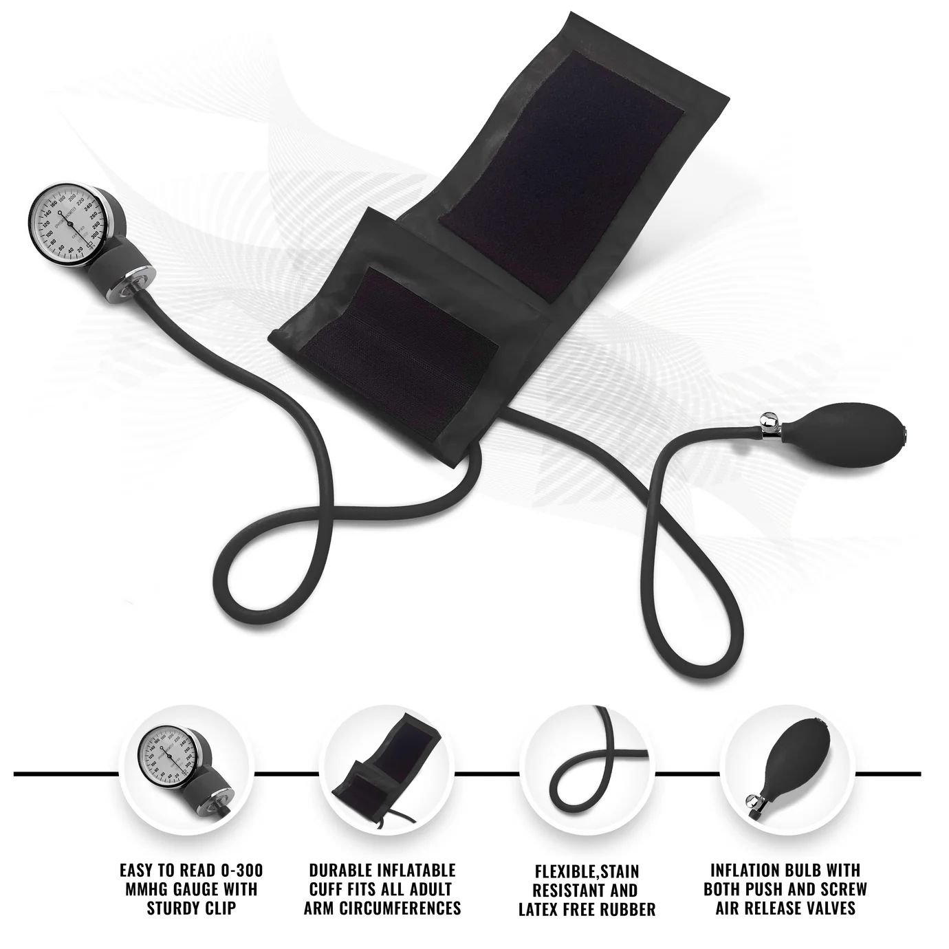 Classic Blood Pressure Monitor BP Adult Cuff Tonometer Arm Aneroid Sphygmomanometer With Manual Pressure Gauge