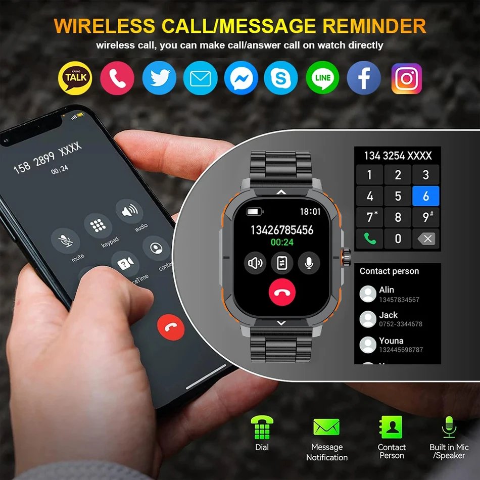2024 NEW 2.06 Inch AMOLED Screen NFC Blue tooth Call Blood Pressure Monitoring Smart Watch Weather Forecast HK56 IP68 Smartwatch