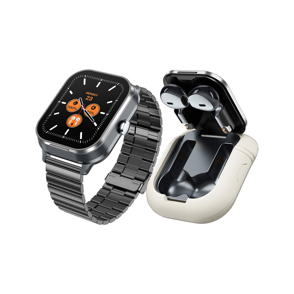 2024 Newest Pro Smart Watch 2-In-1 Earphones Bluetooth Call Waterproof Android Ios 240*296 HD Screen Men Smartwatch