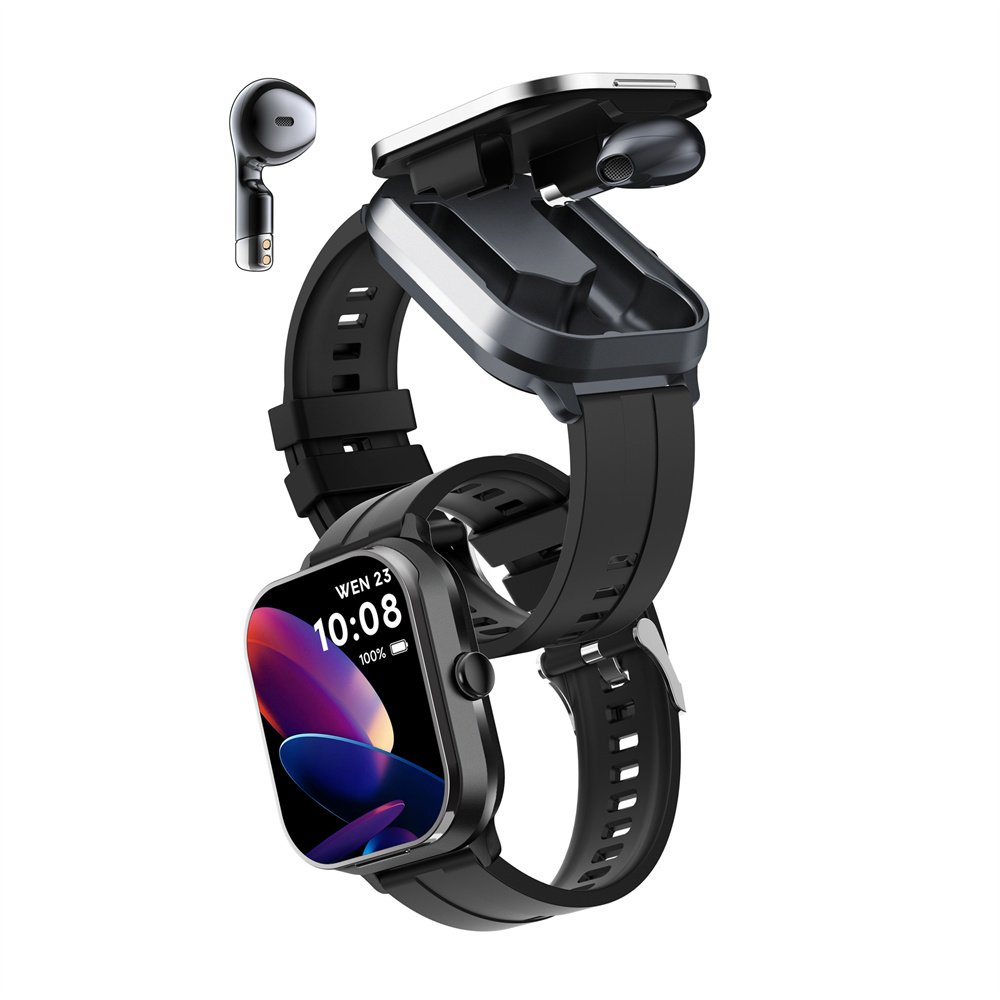 2024 Newest Pro Smart Watch 2-In-1 Earphones Bluetooth Call Waterproof Android Ios 240*296 HD Screen Men Smartwatch