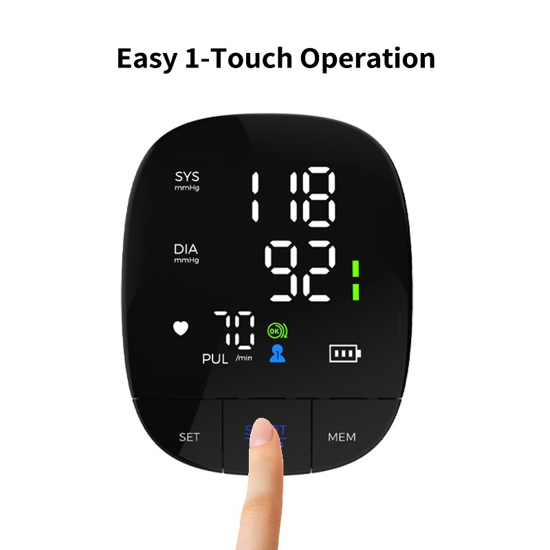 Full Black Panel LED Large Screen Upper Arm Blood Pressure Monitor Automatic Electronic BPM