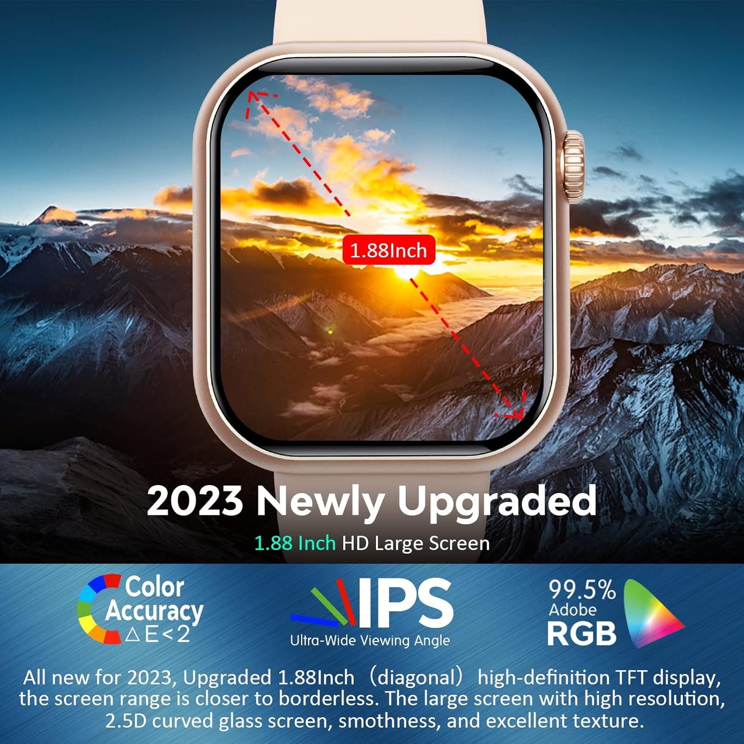 Smartwatch with Blood Pressure Monitor Heart Rate Monitor Body Temperature Bluetooth Watch Make/Answer Call IP67 Waterproof