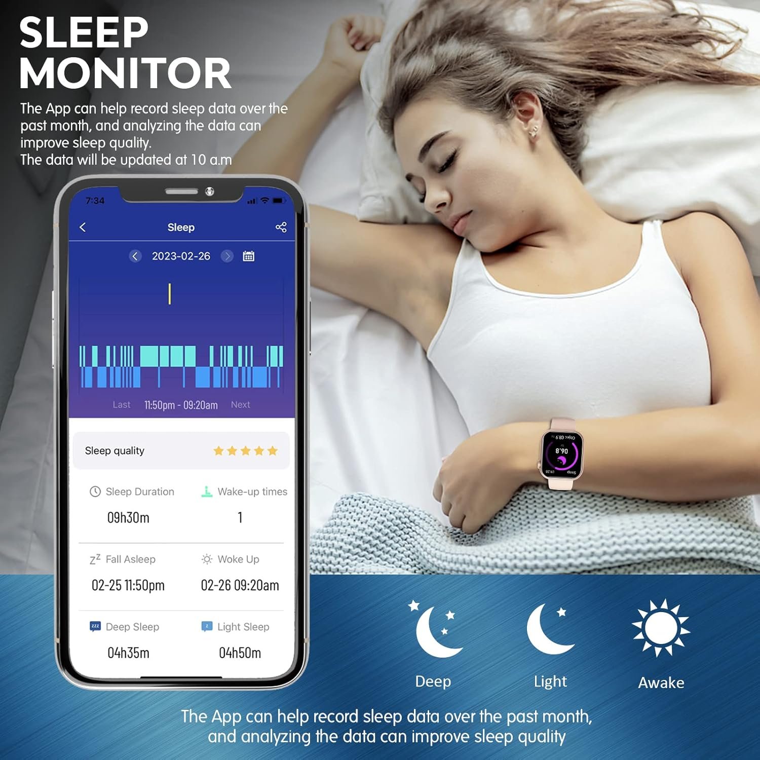Smartwatch with Blood Pressure Monitor Heart Rate Monitor Body Temperature Bluetooth Watch Make/Answer Call IP67 Waterproof