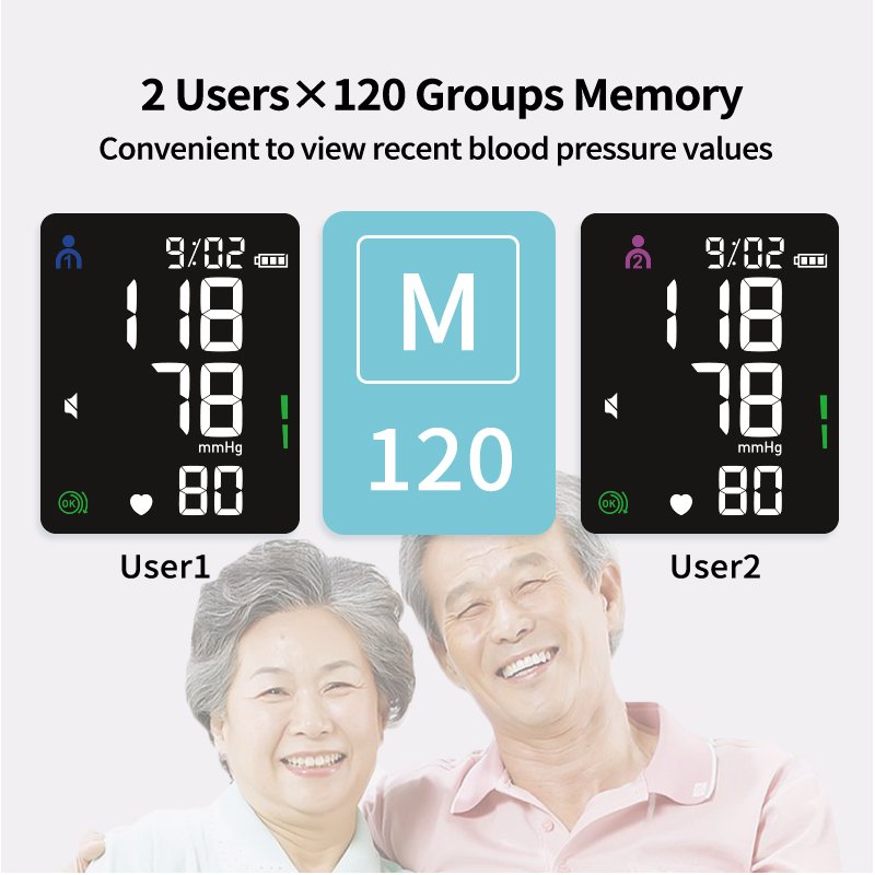 Professional factory best price Double users 240 sets memory Digital Arm Bp Machine Portable Tensiometre For Hospital Use