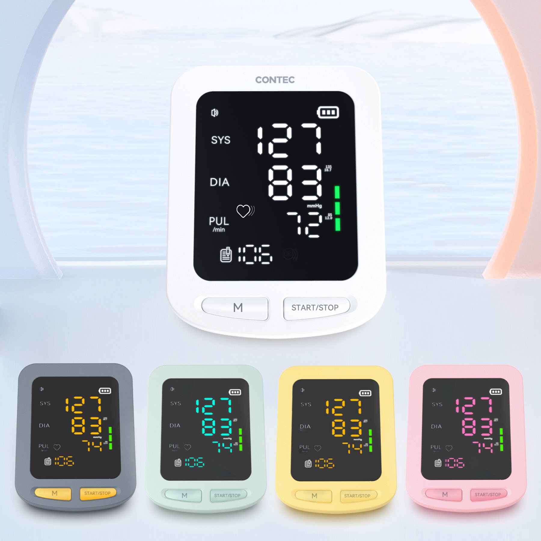 CONTEC08E Color LED rechargeable digital blood pressure monitor sphygmomanometer calibrator