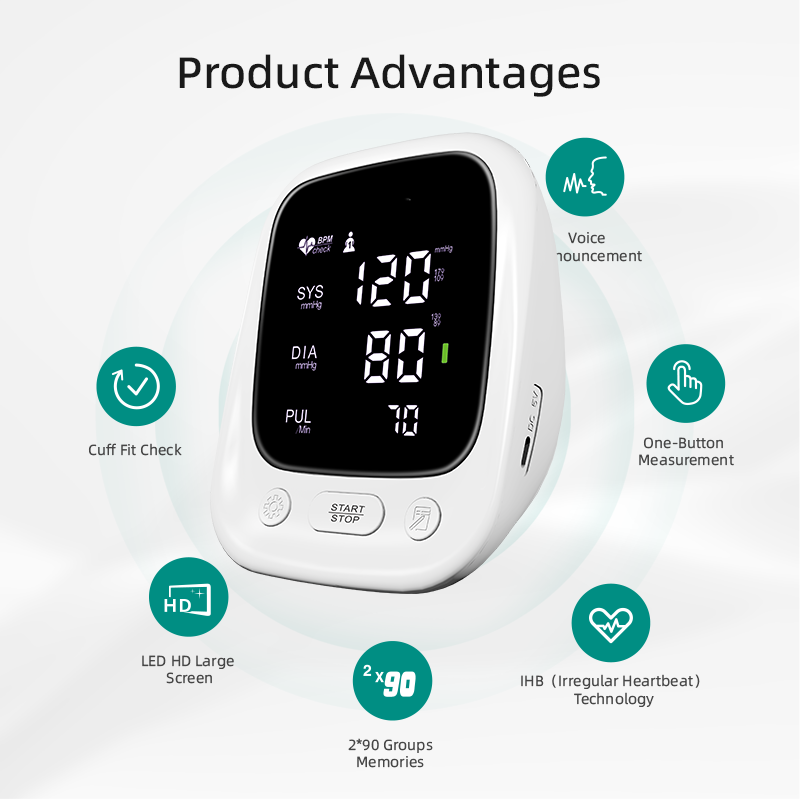 Professional Large LED Screen Accuracy Automatic Type-C Digital Arm bp Monitor Blood Pressure