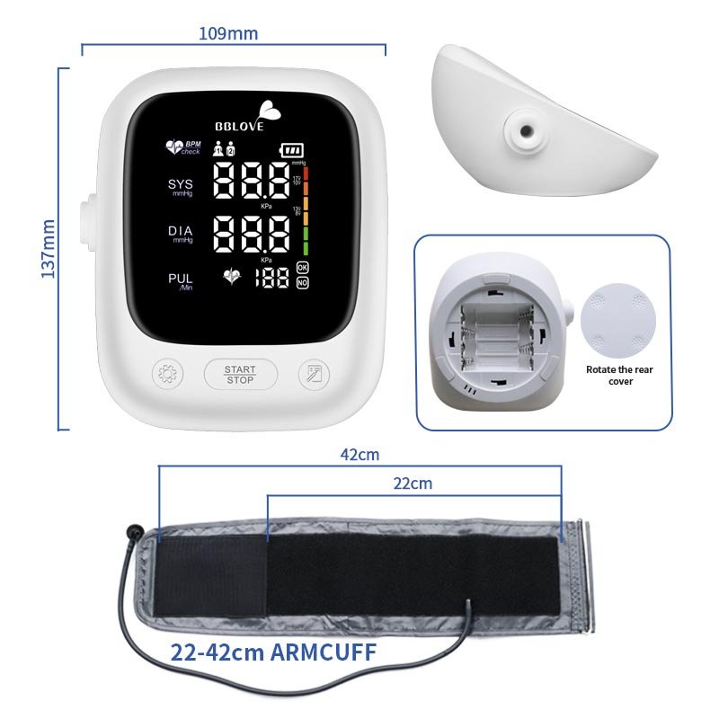 Professional Large LED Screen Accuracy Automatic Type-C Digital Arm bp Monitor Blood Pressure