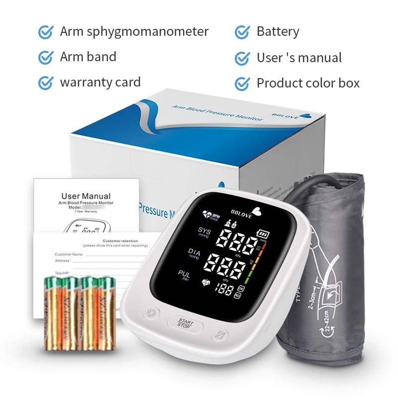 Professional Large LED Screen Accuracy Automatic Type-C Digital Arm bp Monitor Blood Pressure