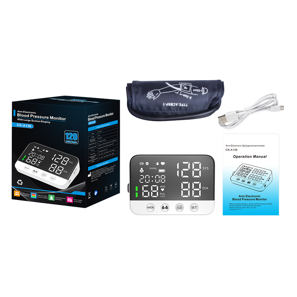Large Screen Upper Arm Cuff Blood Pressure Monitor Electronic Digital Sphygmomanometer Medical BP Monitors Tensiometer