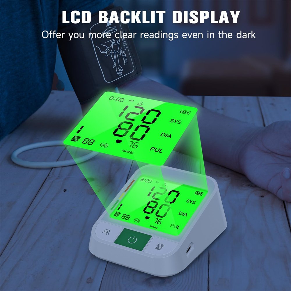 New Digital Blood Pressure Monitor Automatic Plastic Upper Arm BP Machine Big Screen Electric Blood Pressure Machine Cuff