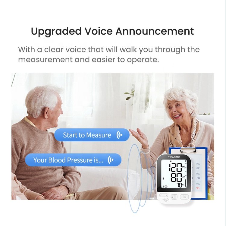 TRANSTEK professional blue tooth BP machine digital arm type blood pressure monitor with voice function