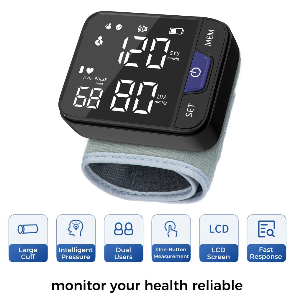 New Design Portable Automatic Smart Sphygmomanometer Digital Electronic Wrist Blood Pressure Monitor