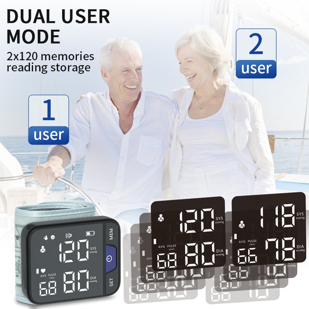 New Design Portable Automatic Smart Sphygmomanometer Digital Electronic Wrist Blood Pressure Monitor