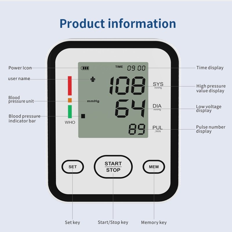 Digital and chargeable upper arm blood pressure monitor manufacturer high quality portable ultra thin blood pressure monitor