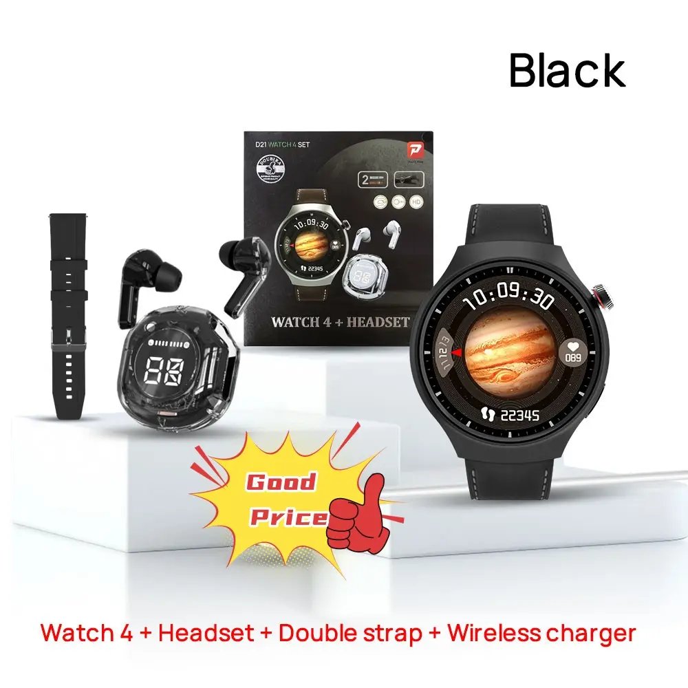 Latest D21 Watch 4 Suit Air 39 TWS Earphones Smart watches Heart Rate Blood Pressure Monitoring Smart Bracelet 2024 pk M103 M105