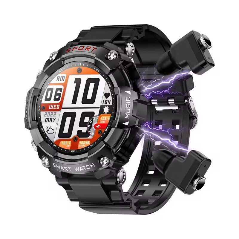T96 Smart Watch with TWS Earbuds 2 in 1 play local Music health monitor sports mode Wireless Smart Watch with Headphones