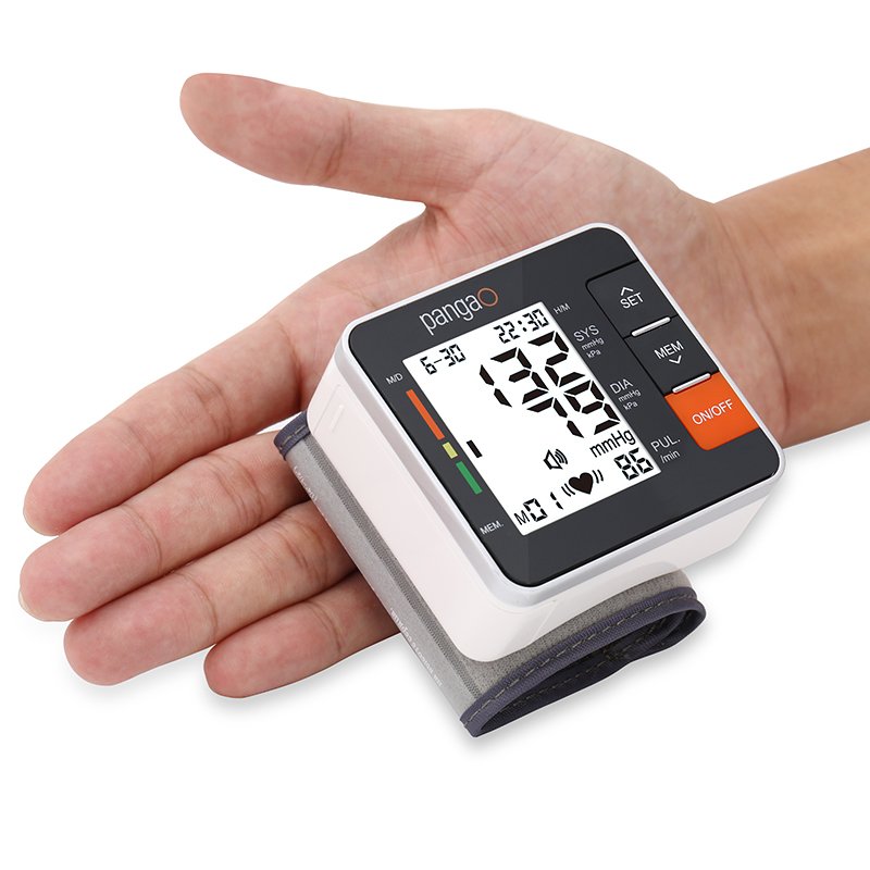 Pangao digital electronic automatic portable talking voice wristbp machine digital blood pressure monitor for home use