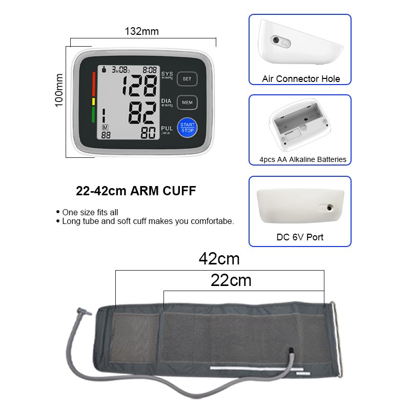 Medical Digital Blood Pressure And Heart Rate Monitor LCD Big Screen Tensiometers Digital Upper Arm Blood Pressure Monitor