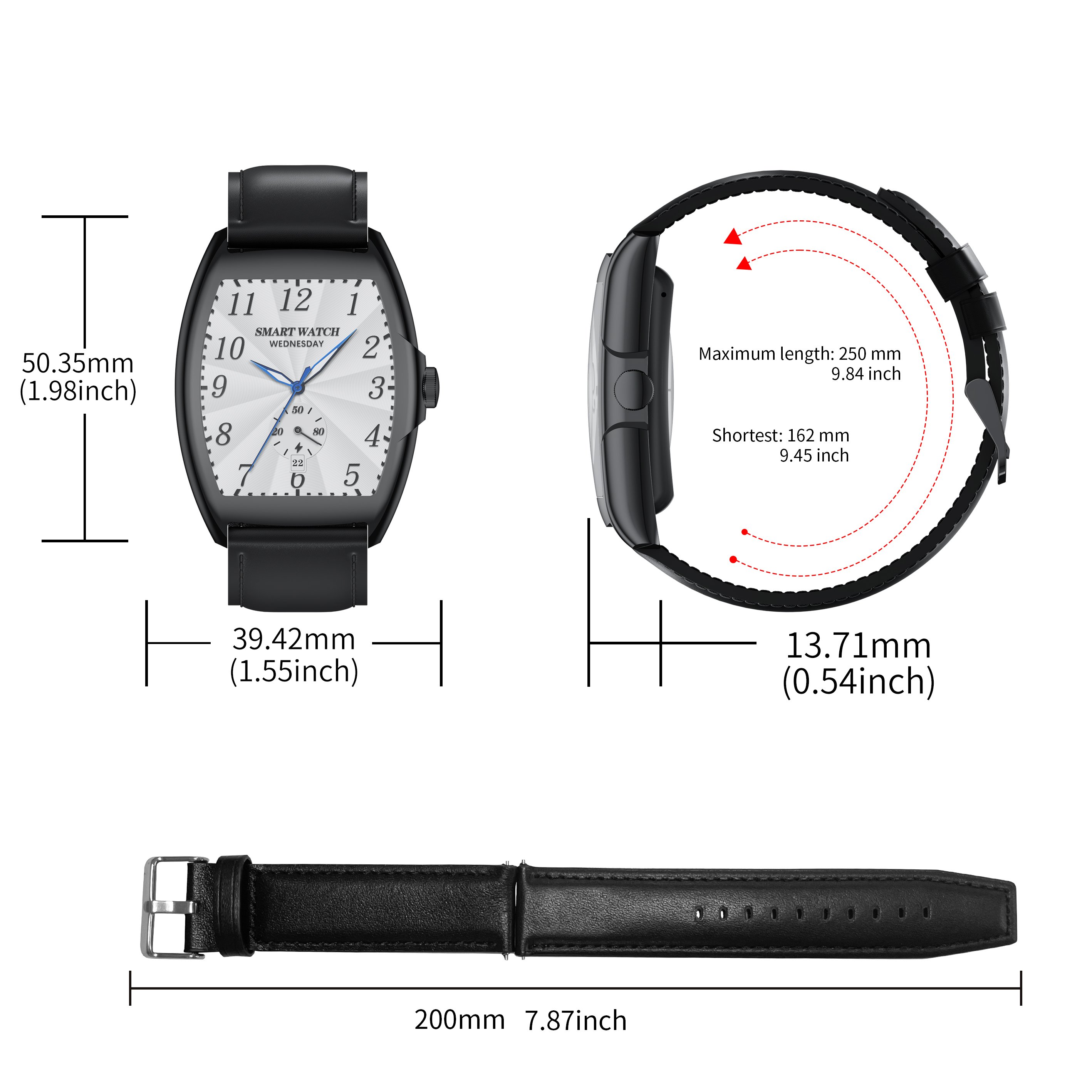 AW73 1.77'' Curved HD Screen Business Smartwatch Health Reloj inteligente Montres Fitness Sleep Tracker Fashion Smart watch Men