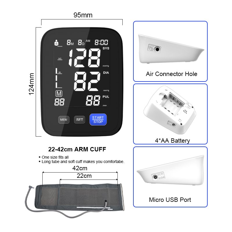 Automatic Electronic Medical Upper Arm Tensiometro BP Machine Digital Blood Pressure Monitor Sphygmomanometer BP Monitor