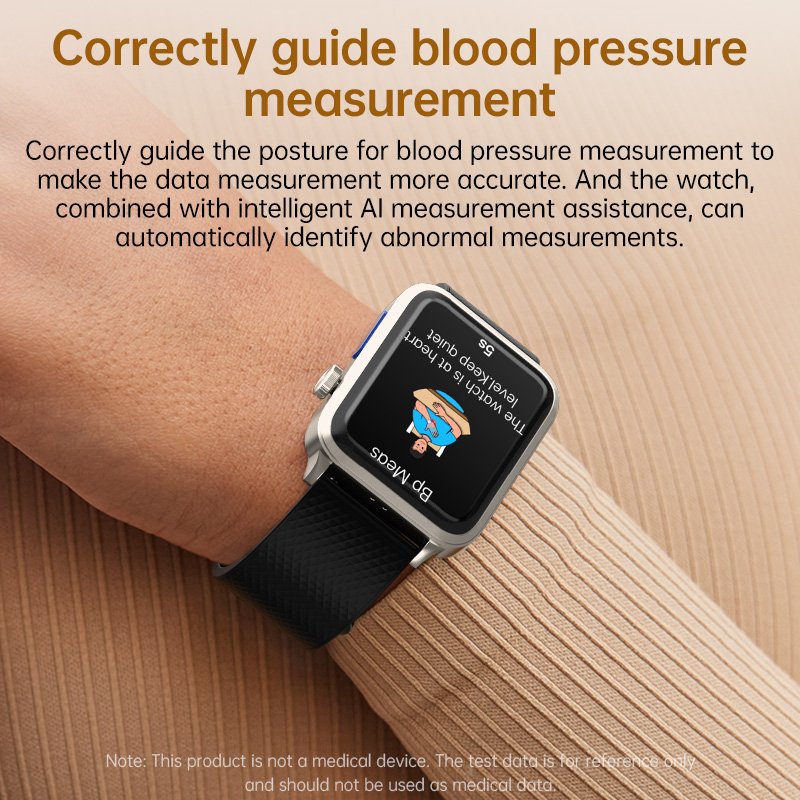 Temperature Heart Rate Medical Grade Air Pump Stainless Steel Health Smartwatch P60 Medical Blood Pressure Watch