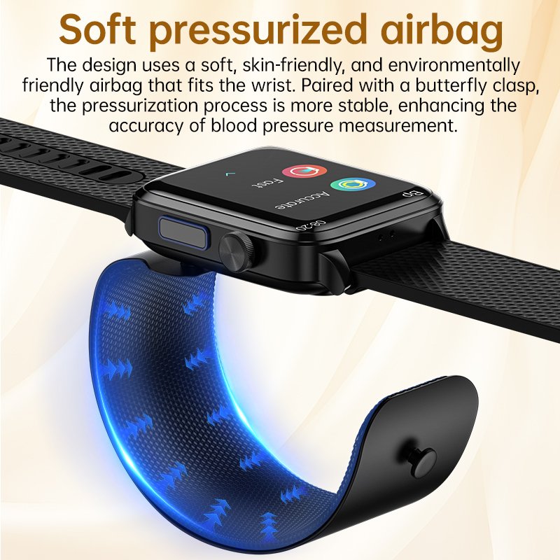 Temperature Heart Rate Medical Grade Air Pump Stainless Steel Health Smartwatch P60 Medical Blood Pressure Watch