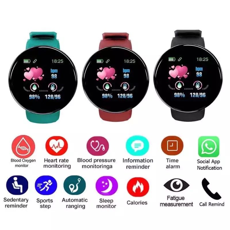 Round Screen Best Cheap Smartwatch Band D18 Reloj Iteligente Waterproof Android Bracelet Smart Watch D18