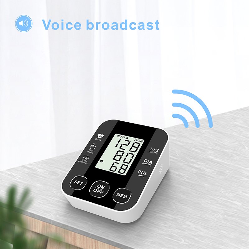 Medical tensiometer customized sticker logo digital Blood pressure monitor Upper armband cuff electric BPM with English voice