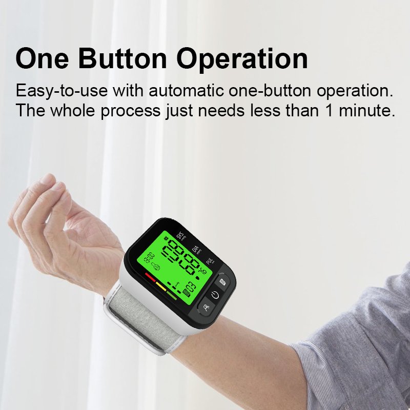 Automatic Wrist Blood Pressure Monitor Rechargeable Digital BP Monitor Sphygmomanometer Digital Wrist Blood Pressure Monitor