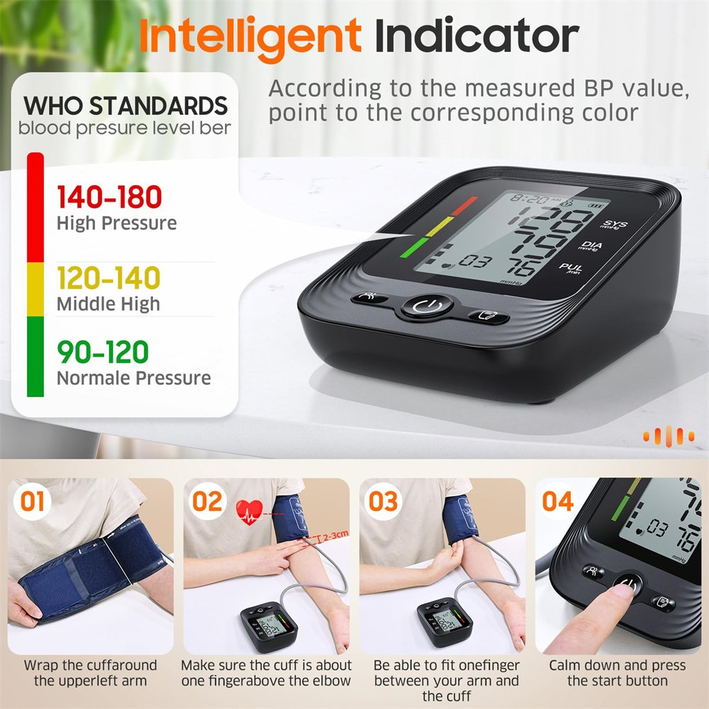 Electronic High Blood Pressure Monitor for Home Use Automatic Blood Health Monitoring Devices Check Tensiometro Digital