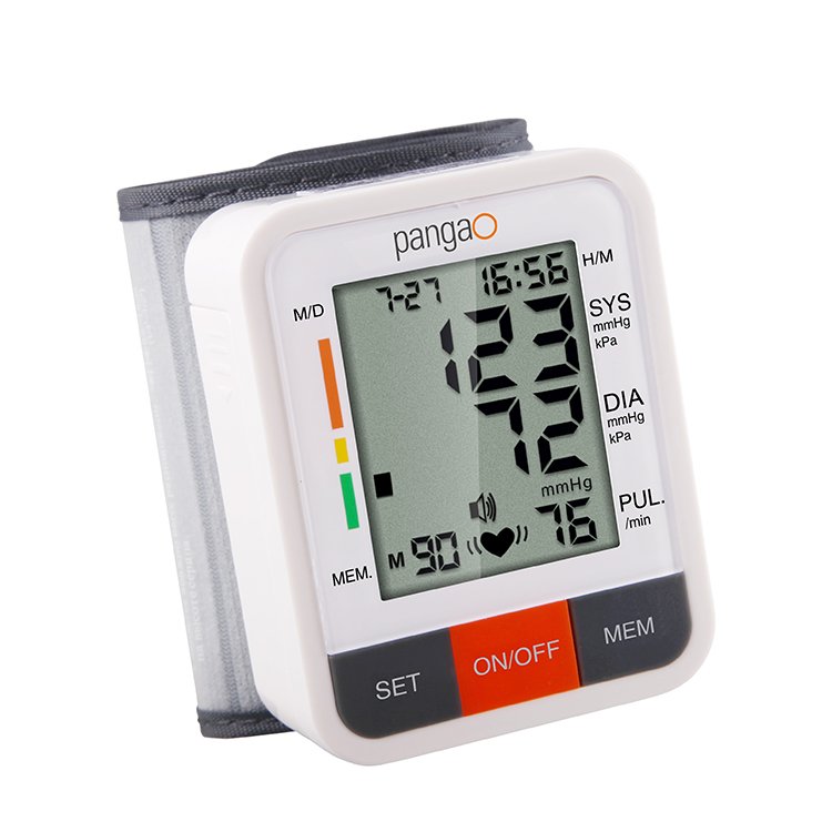 Pangao OEM medical high quality digital electric heart rate wrist cuff style wrist blood pressure monitor
