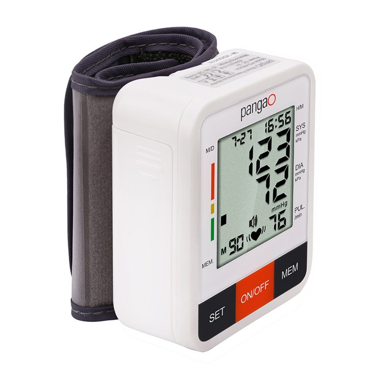 Pangao OEM medical high quality digital electric heart rate wrist cuff style wrist blood pressure monitor